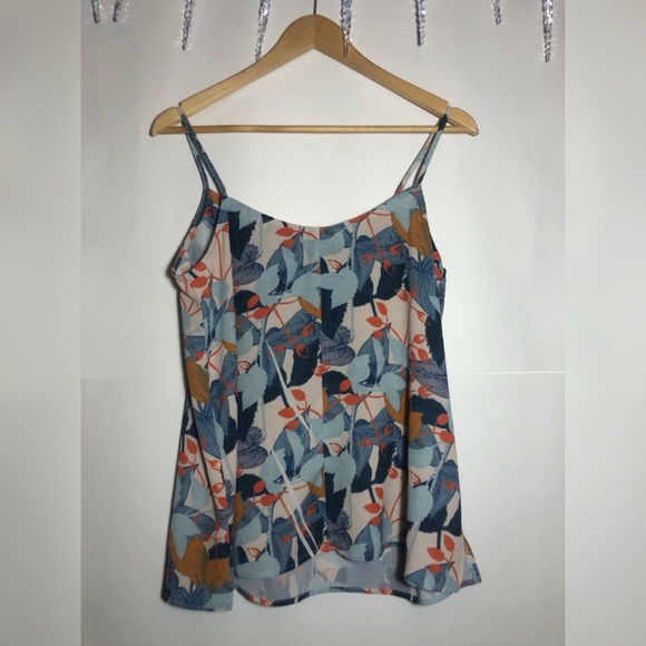 ✨FLOWER PRINT BLUE ORANGE TANK TOP - Picture 2 of 4